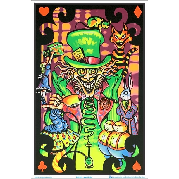 Mad Hatter Blacklight Poster 23 inches x 35 inches